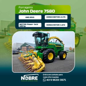 Forrageira John Deere 7580-Ano 2015-Plataforma Kemper 360 plus-cod 1938