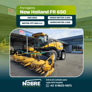 Forrageira New Holland FR 650-Ano 2018-Plataforma kemper 375 plus-cod 1940