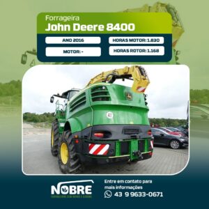 Forrageira John Deere 8400-Ano 2016-cod 1963