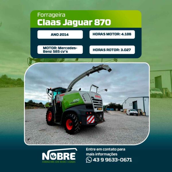 Forrageira Claas Jaguar 870-Ano 2014-cod 1983