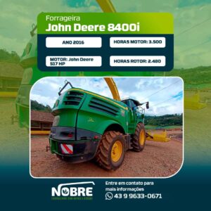Forrageira John Deere 8400i-Ano 2016-Plataforma Kemper 360 plus-cod 1951
