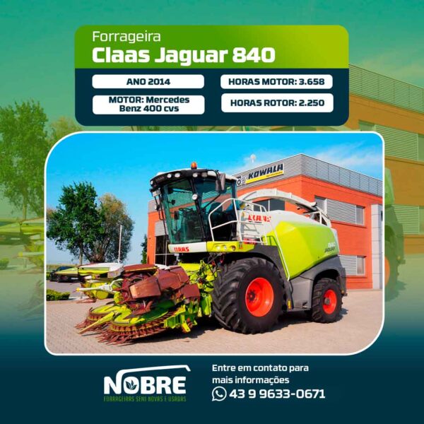 Forrageira Claas Jaguar 840-Ano 2014-Plataforma Claas Orbis 450-cod 1999