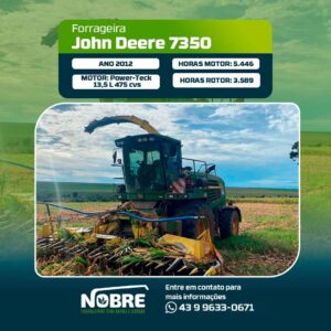Forrageira John Deere 7350-Ano 2012-Plataforma kemper 360 plus-cod 2002