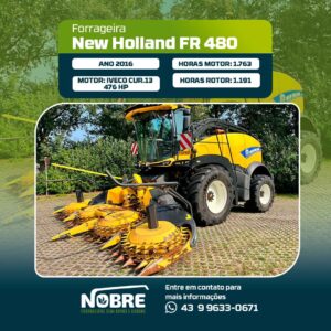 Forrageira New Holland FR 480-Ano 2016-Plataforma Kemper 460 plus-cod 2004
