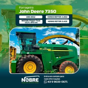 Forrageira John Deere 7350-Ano 2012-Plataforma kemper 360 Champion-cod 2003